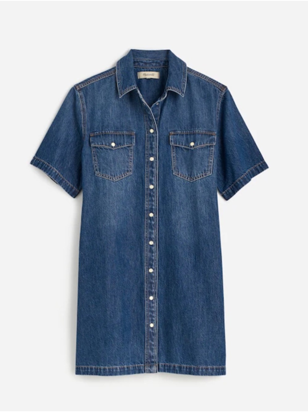 Madewell Oversized Mini Shirtdress Denim Button-Front Short Sleeve Shirt Dress S